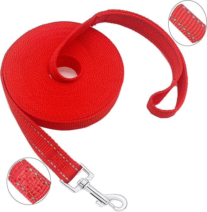 Nylon Training Dog Leash for Small Medium Dogs, 15ft 20ft 30ft 50ft 100ft Reflective Long Leash Dog/Puppy Lead for Obedience Recall Training, Camping