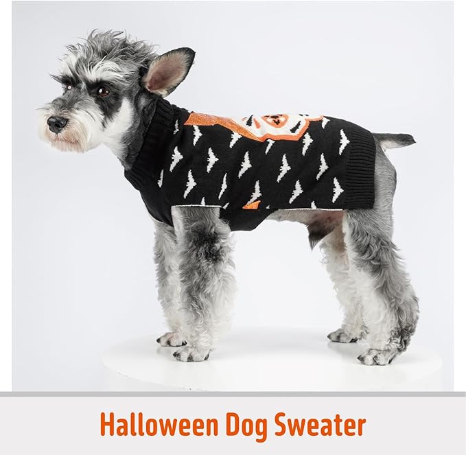 FOFOS Halloween Dog Sweater Skeleton, Acrylic Knit Dog Pullover Lightweight Dogs Halloween Clothes for Small Medium Puppies, Black, XL
