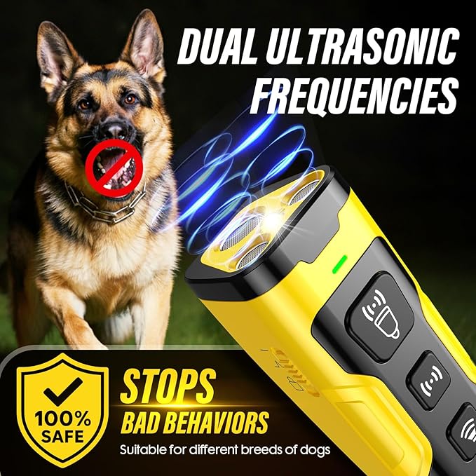Dog Bark Deterrent Device, 3X Ultrasonic Anti Barking, 6 Training Modes 23 FT Range Barks No More Indoors Outdoors Behavior Correct Safe & Humane Rechargeable Compact Bark Control for Dogs