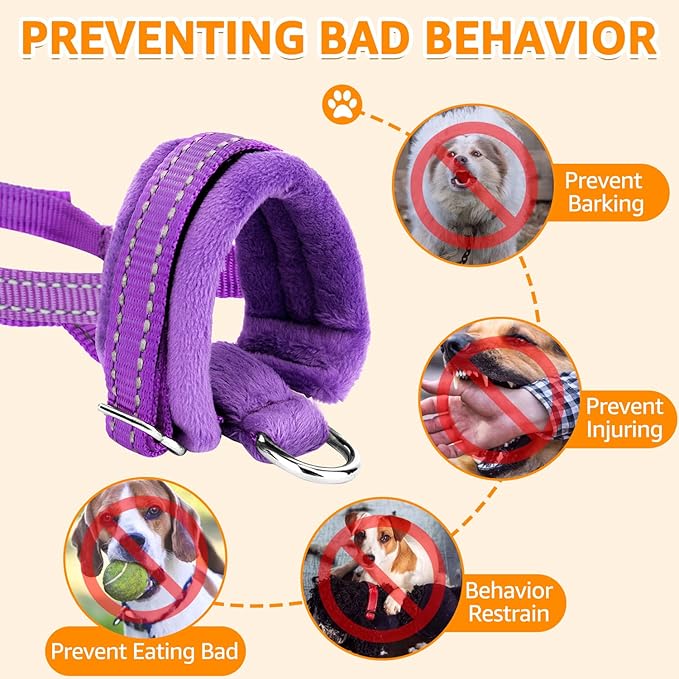 SlowTon Soft Dog Muzzle, Adjustable Padded Nylon Muzzle for Large Medium Dogs Anti Chewing Barking Biting, Allow Dog Pant & Drink (Purple, L)
