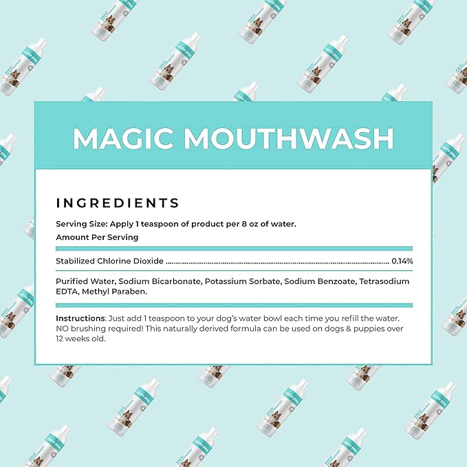 Alpha Paw Magic Mouthwash for Dogs, Natural Water Additive, Canine Breath Freshener, Dog Essentials for Plaque and Tartar Treatment, Made in The USA (8 oz)