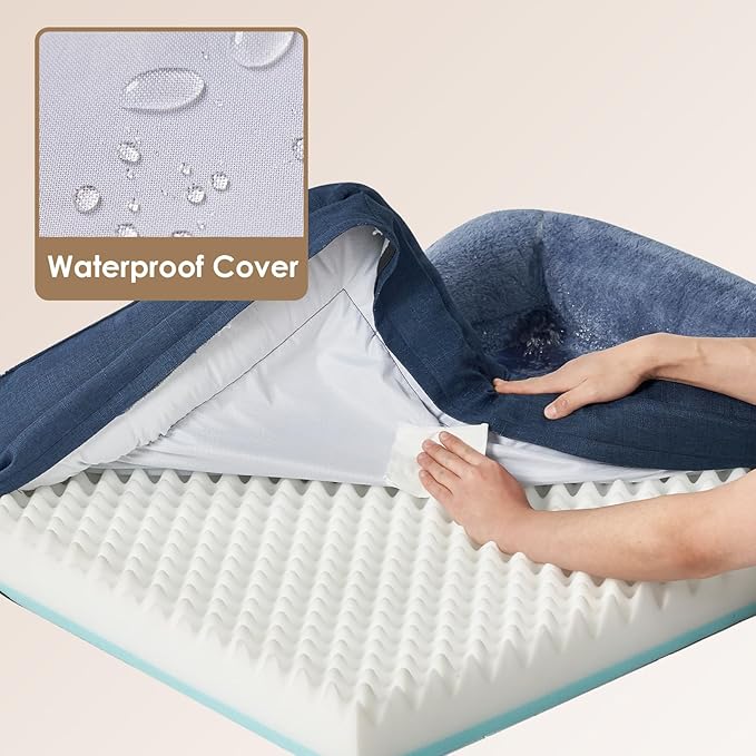 EHEYCIGA Memory Foam XXL Dog Bed for XLarge Sized, Extra Large Orthopedic Dog Sofa with Sides and Waterproof Liner, Washable Bolster Pet Couch with Removable Cover, 52x41x8 Inch, Navy