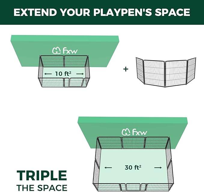 FXW Homeplus Unleashed Indoor Dog Playpen - Stress-Free and Safe Play, Heavy Duty 32 Inch 4 Panels Dog Pen for Small and Medium Dogs, Black│Patented