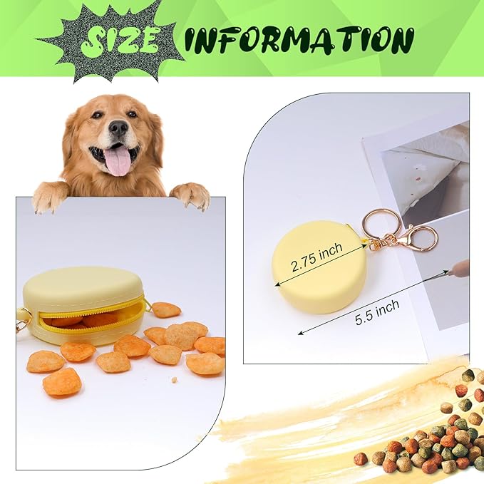 4PCS Silicone Dog Treat Pouch Small Bag, Pocket-Sized Pet Training Treat Bag,Zipper Design,Unscented, Reusable, Travel Walking Bag, Portable Training Bag