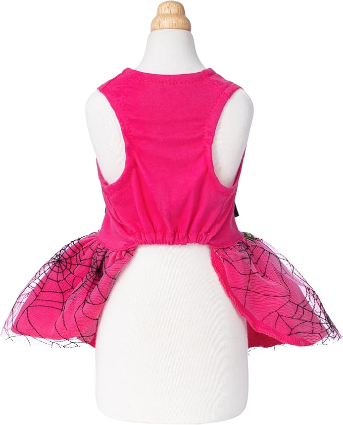 Fitwarm Little Miss Bootiful Halloween Dog Dress, Funny Costumes for Small Dogs Girl, Pet Outfit, Black, Hot Pink, Medium