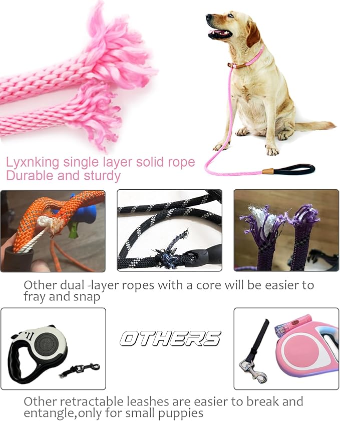 lynxking Dog Leash Slip Lead 5 6 8 FT Dog Training Leash Strong Heavy Duty Braided No Pull Training Lead Leashes for Small Medium Large Dogs