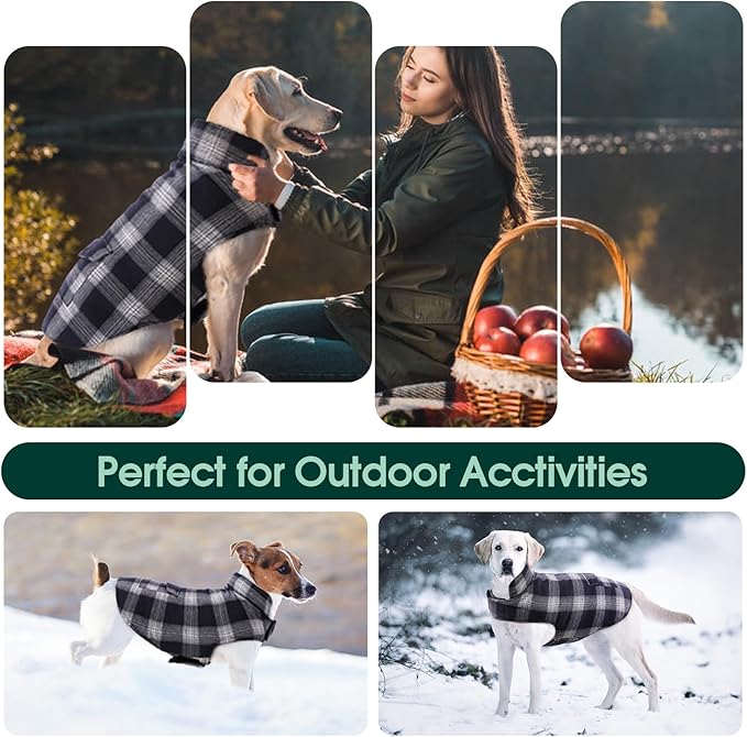 Kuoser Reversible Winter Coat, British Style Jacket for Small Dogs, Warm Windproof Puppy Cold Weather Clothes Vest, Blue XS