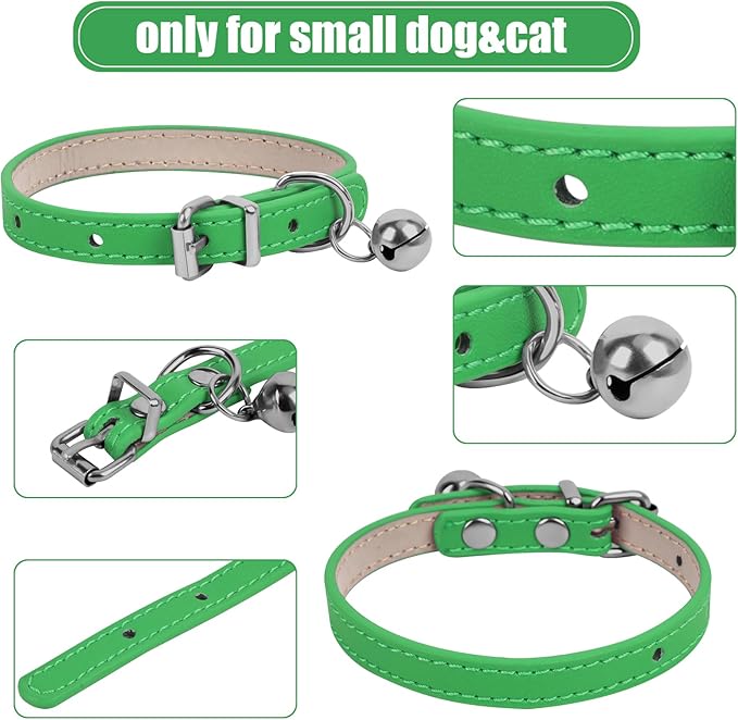 XXS Dog Collar Teacup Dog Collars, Green Dogs Collars, Teacup Dog Collar for Small Dogs Cats, Green, 3/8 inch Width