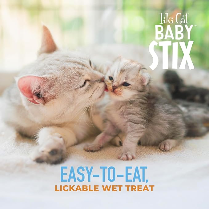 Tiki Cat Baby Stix Wet Cat Treats, Chicken in Creamy Gravy, 0.28 oz. Sachets (42 Count Jar)