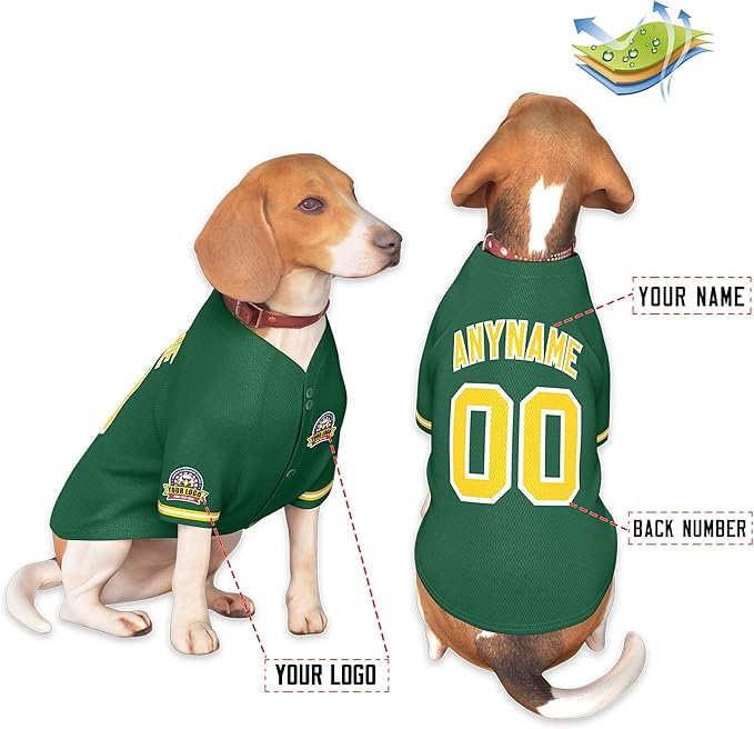 Custom Dog Baseball Jersey with Name Number Logo for Small Pet Dogs-Personalized Dog Shirts