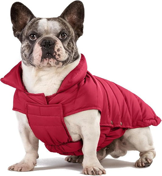 SPACE LION Puffer Jacket, Down Winter Coat, Durable Outdoor Coat for Cold and Windy Conditions, Waterproof, Windproof, Lightweight Jacket, Adjustable Fit for Medium, Large Dogs(Red,XL)