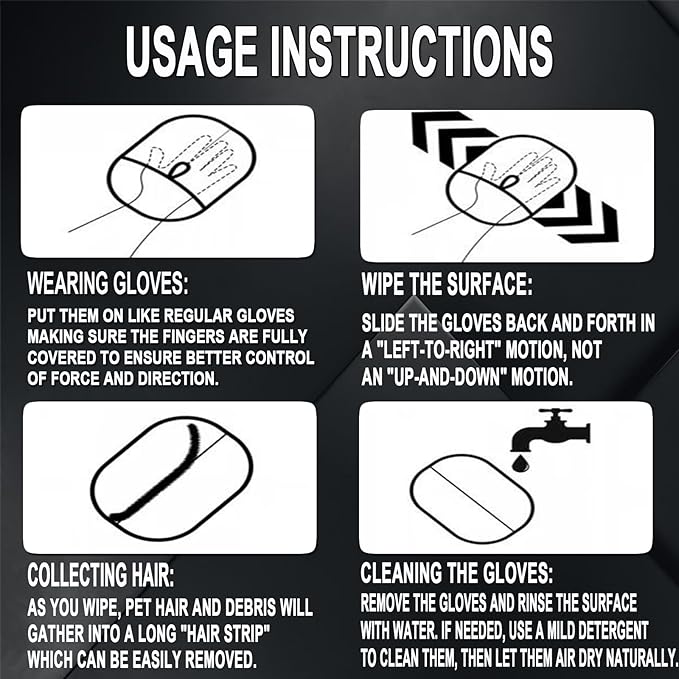 2025 Upgraded Pet Hair Removal Glove for Cats & Dogs - Efficient Grooming & De-Shedding Tool, Reusable Hair Remover for Easy Cleaning（1PCS）