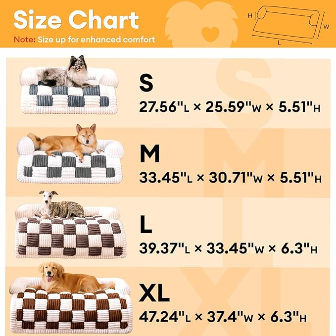 FUNNY FUZZY Pet Couch Covers for Sofa, Small Dog Couch Cover Bed Cozy Cream Plaid Washable Pet Mat for Furniture Protector Sofa Cover for Dogs Cats, Small, Black