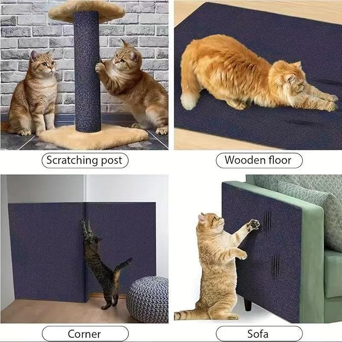 Trimmable Self-Adhesive Carpet,78.7"x15.8" Cat Scratch Mat for Furniture Couch or Wall Protector, Covering,DIY Climb Cat Scratcher Rug with Adhesive Hook Loop Tape