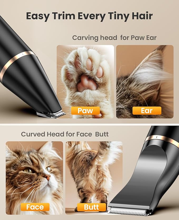 oneisall 2 Speed Cat Clippers with Double Blades, Rechargeable Cordless Small Cat Paw Trimmer, Low Noise for Trimming Dog's Hair Around Paws, Eyes, Ears, Face, Rump (Black)