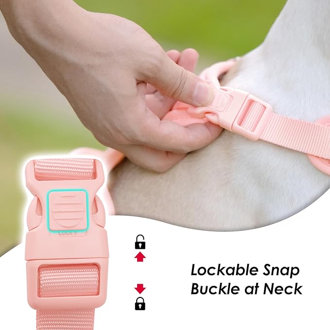 No Pull Dog Harness, Puppy Vest with Front Clip for Small Medium Large Sized Dog(Light Pink,M)