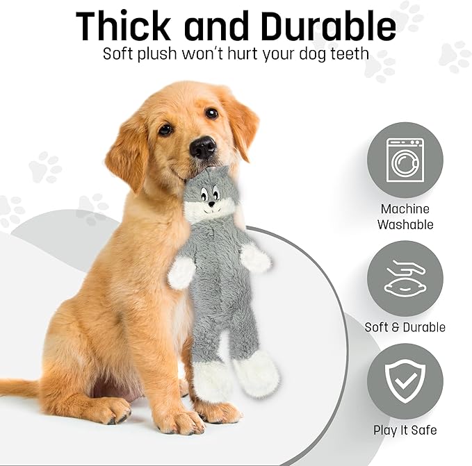 FGA MARKETPLACE Monkey-Grey Rabbit Flat NO Stuffing NO Squeak Plush Dog Toy, Funny Style Will Entertain Your Pet for Hours, Recommended for Small and Medium Dog 21 INCH Long