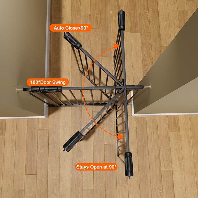 Extra Wide Baby Gate Extra Wide Extra Tall Dog Gates for Stairs Doorways Black Metal Tension Indoor Safety Gates with Pressure Mount 38.5-43.5 Inch Wide