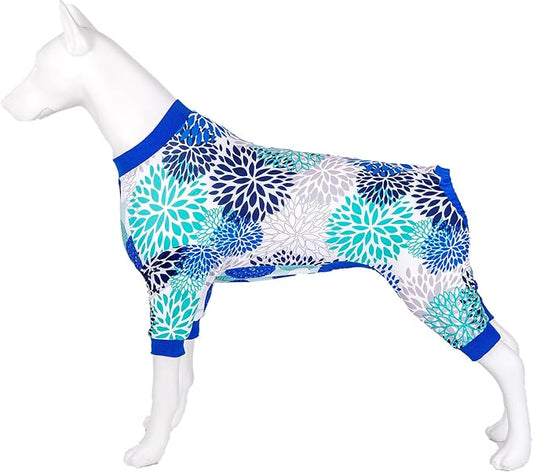 LovinPet Giant Dogs PJS Bodysuit, Pet Pajamas for Dogs, Abstract Geometric Print, Pitbull Clothes, Large Dog Jammies, Pitbull Onesie, Lightweight Pullover Dog Pajamas, Large