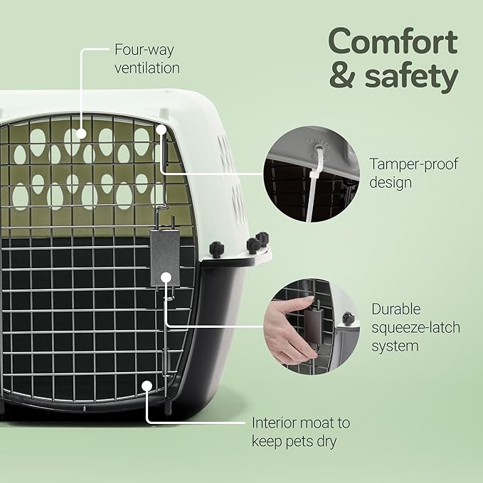 Petmate Pet Porter Fashion Dog Kennel - Crate for Pets 15-20 lbs - Airline Approved Pet Carrier - Durable Plastic Shell - For Home and Travel - Made in USA - 24 Inches - Pale Aqua and Black