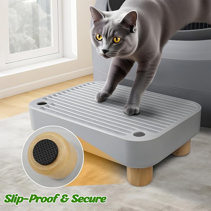 Cat Litter Box Step with Wooden Top – Removable, Waterproof & Non-Slip Litter Box, Easy Clean Pet Supplies for Cats & Kittens