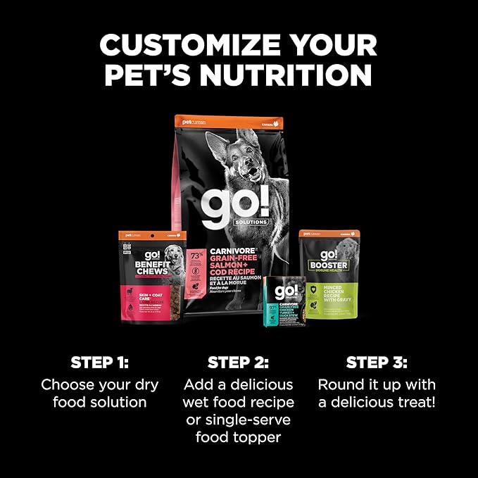 Go! Solutions Carnivore, Grain-Free, Protein Rich Dry Dog Food, Salmon and Cod Recipe, 3.5 lb Bag