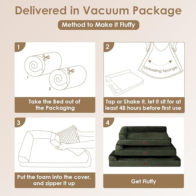 EHEYCIGA Memory Foam Dog Bed Medium Sized Dogs, Waterproof Dog Bed Orthopedic with Washable Removable Cover, Non-Slip Pet Bed Couch for Crate, 30x20x6 Inches, Dark Green