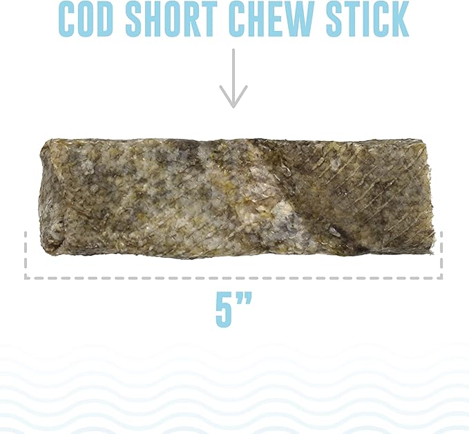 Icelandic+ Cod Skin 5" Short Hand Wrapped Dog Chew Stick, 3-Pack, 2.8-oz Bag
