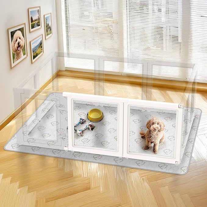 FXW AuraSpace Acrylic Indoor Dog Playpen for Small Dogs, 24 inch, 2 Panels, White