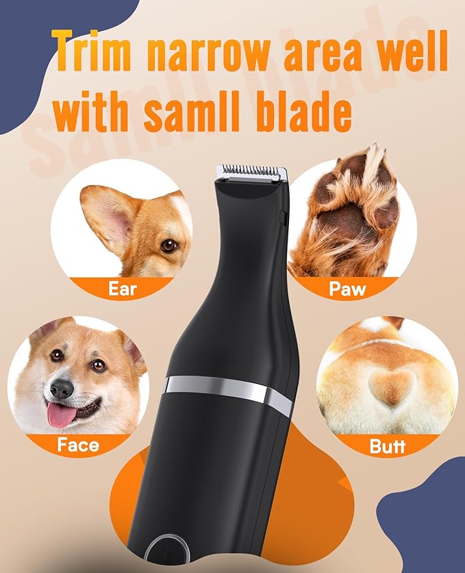 oneisall Dog Paw Trimmer,Corldless Paw Trimmer for Dogs with Double Blades,Quiet 2 Speed Small Dog Grooming Clippers for Paws, Eyes, Ears, Face, Rump (Black)