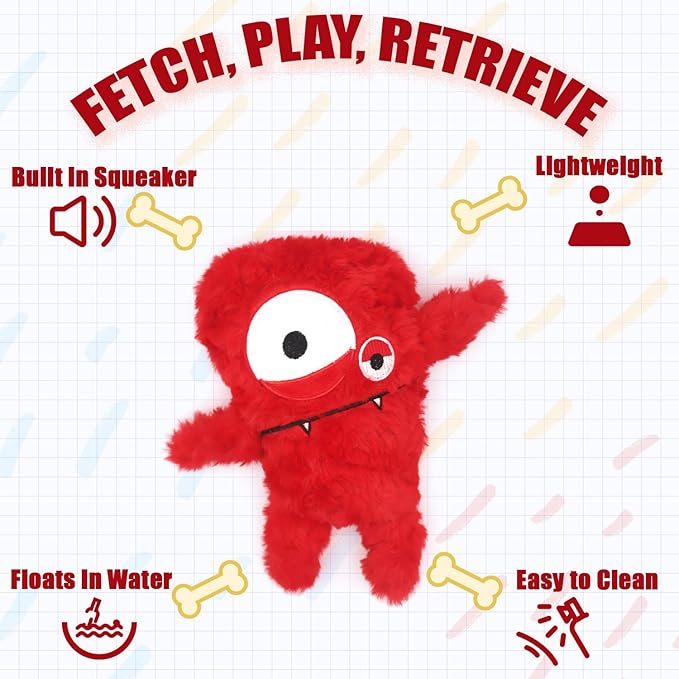 Squeaky Dog Toy, Plush Stuffed Dog Toy Keep Them Busy Tug of War Dog Chew Toy for Small Medium Large Dogs (Red)