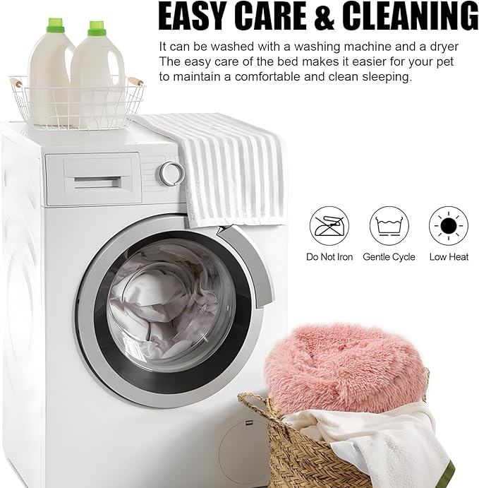 Cat Beds for Indoor Cats,Cat Cave for Puppy and Kitty,Calming Small Dog Bed for Small Dogs with Cover Cave,Cozy Warming Fluffy Washable Anti-Slip Pet Sleeping Bag(24 * 24inch,Leather Pink)