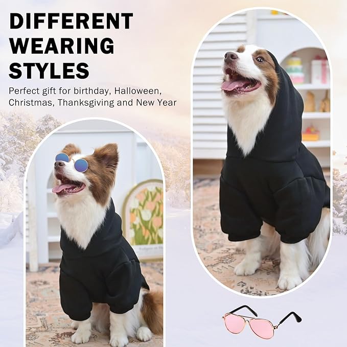 SCENEREAL Security Dog Hoodie Sweater for Large Medium Small Dogs, Embroidered Dog Clothes with Hat Pockets and Leash Hole, Soft Warm Fleece Pets Cold Weather Halloween Costumes for Boys Girls