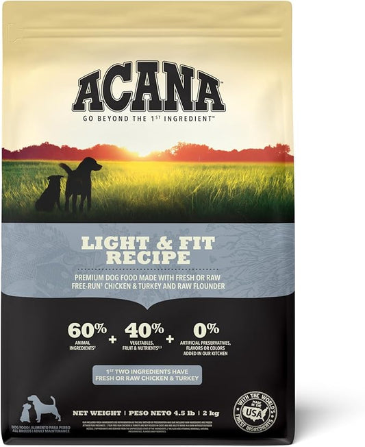 ACANA Grain Free Dry Dog Food Light & Fit Recipe 4.5lb Bag
