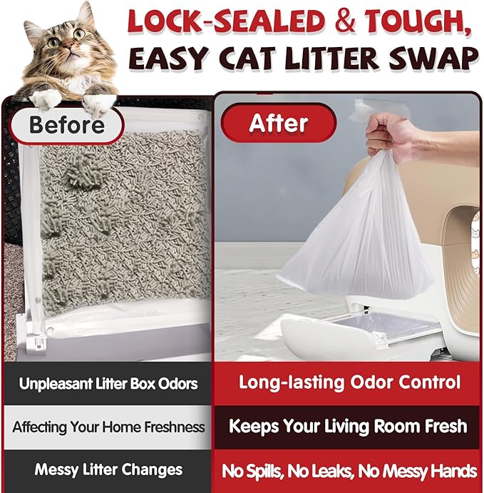 120 Pcs Cat Litter Bags for Pet Snowy Snow+ Cat Litter Box, Self-Sealing Drawer Liner Bags for Pet Snowy, Thickened & Wear-Resistant