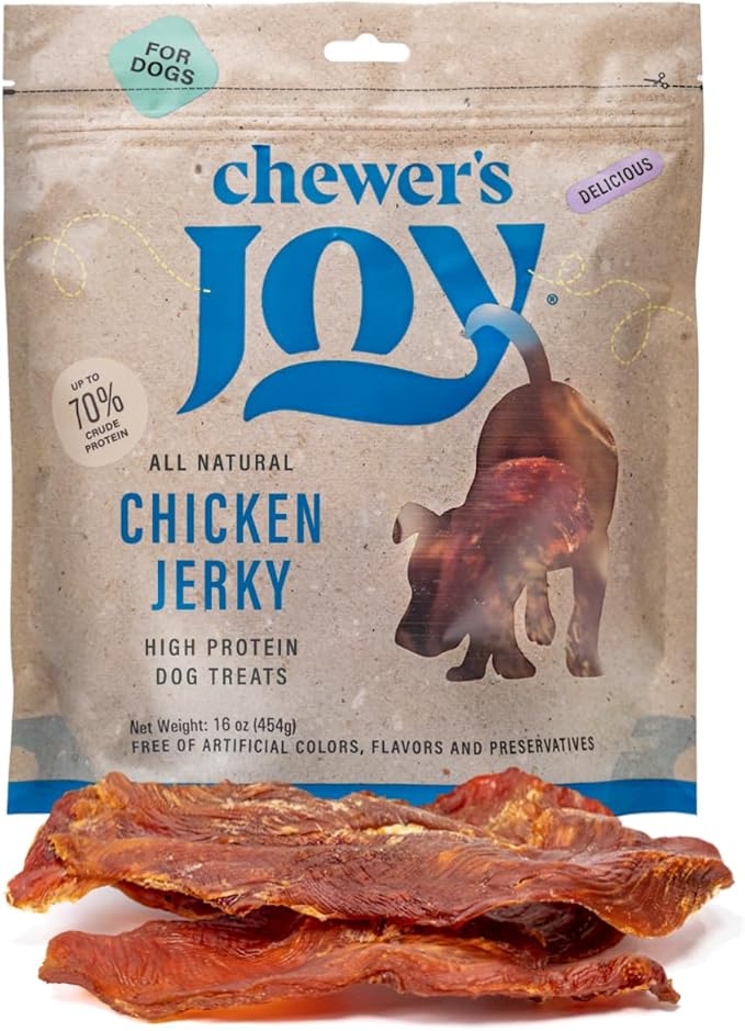Chewer's Joy Chicken Jerky (1LB) – Natural Dog Treats - High Protein, Made with Real Chicken Breast