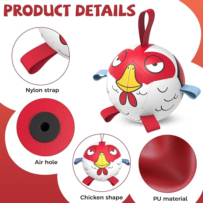 QDAN Soccer Ball Dog Toy - Extra Small Dog Balls, Beach & Pool, Chicken & Puppy Gifts, Herding (5 Inch)