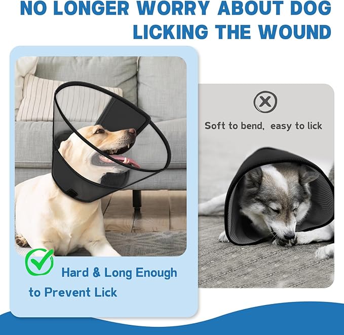 Soft Dog Cone Collar to Stop Licking, Comfortable Cones for Dogs After Surgery, Adjustabl Dog Recovery Collar for Large Medium Small Dogs