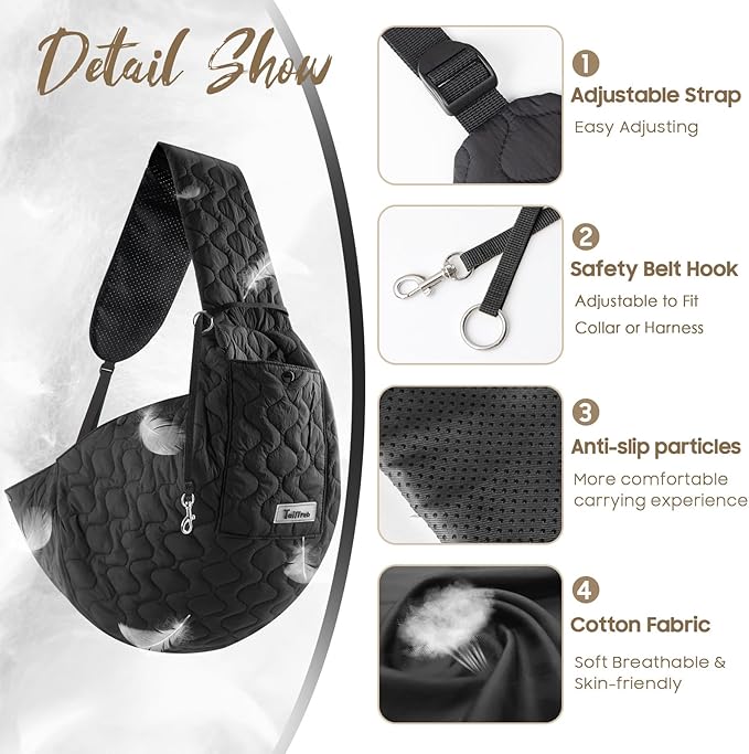 Dog Sling for Small Dogs, Front Dog Sling Carrier, Padded Adjustable Pet Soft Carrier with Adjustable Shoulder Strap, Travel Safety Harness Machine Washable for Small Cats Puppy Outdoor