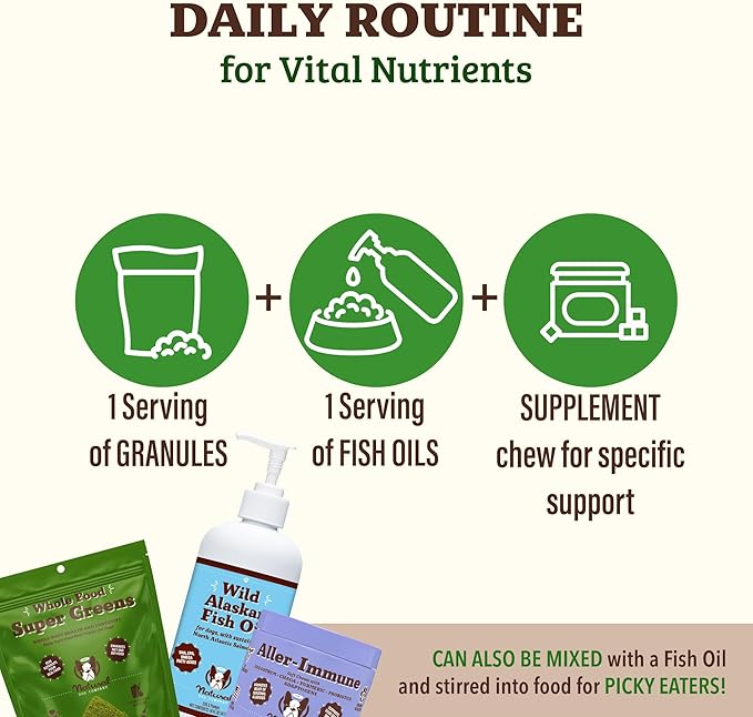 Natural Dog Company Super Greens Food Topper for Dogs, 8oz – Multivitamin & Superfood Powder – Immune, Digestive & Skin & Coat Support – No Fillers or Artificial Preservatives – All Life Stages