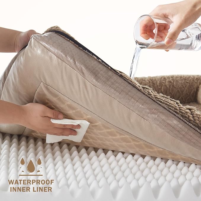 INVENHO Orthopedic Extra Large Dog Bed, XXL Waterproof Egg-Crate Memory Foam Dog Couch Bed with Washable Removable Cover, Waterproof Lining and Nonskid Bottom