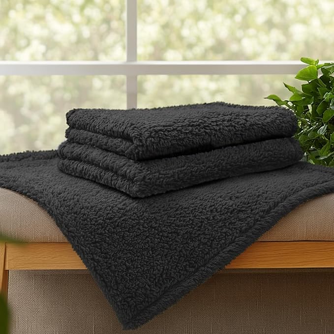 1 Pack 3 Calming Blankets Fluffy Premium Fleece Pet Blanket Soft Sherpa Throw for Dog Puppy Cat Black Small (23”x16'')