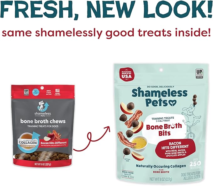 Shameless Pets Dog Training Treats Bacon/Apple and Chicken/Peanut Butter - Natural and Soft Puppy Treats with Collagen - Medium Dog Treats Pack of 2 (8oz Each)