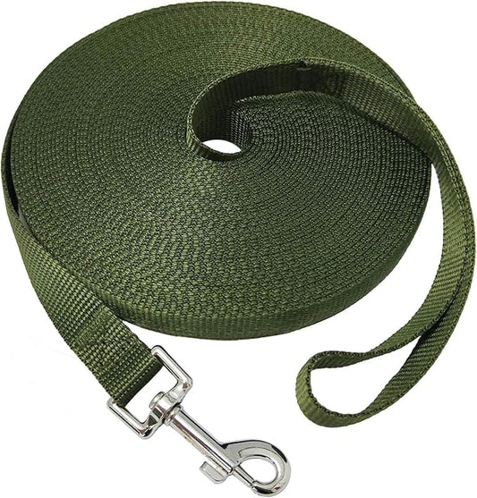 Nylon Training Dog Leash for Small Medium Large Dogs, 15ft 20ft 30ft 50ft 100ft Long Leash Dog/Puppy Lead for Obedience Recall Training, Camping