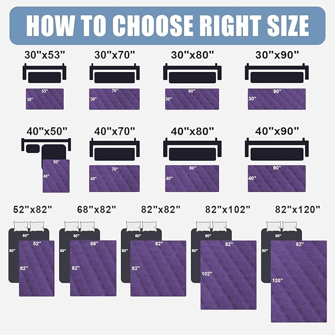 Smiry Waterproof Dog Blanket, Reversible Dog Bed Cover Pet Blanket, Soft Pet Couch Covers for Sofa Washable, Bed Couch Sofa Furniture Protector for Puppy Cat Kids (52"x82", Purple/Purple)
