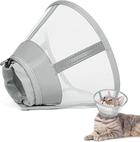 Supet Cat Cone Collar Soft, Air Mesh Recovery Collar to Stop Licking, Breathable Neck Cone Alternative for Small Kitten, Lightweight Cat Head Cone Anti Scratch (M)