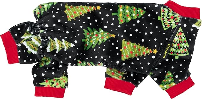 Fitwarm Christmas Tree Dog Pajamas, Christmas Clothes for Small Dogs Boy Girl, Holiday Pet Outfit, Black, Red, Green, Yellow, Medium