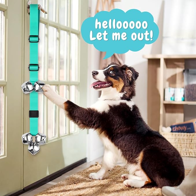 COOYOO Dog Doorbells, Adjustable Potty Training Dog Bells, Upgraded for Training Your Puppy The Easy Way, Premium Quality Housetraining Hanging Bell-5 Extra Large Loud 1.5 DoorBells