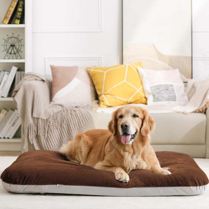Magic Dog Super Soft Extra Large Dog Bed, 47 Inches Orthopedic Foam Dog Beds for XL Dogs, Jumbo Pet Bed with Anti Slip Bottom, Dog Sleeping Mattress with Removable and Washable Cover, Dark Brown