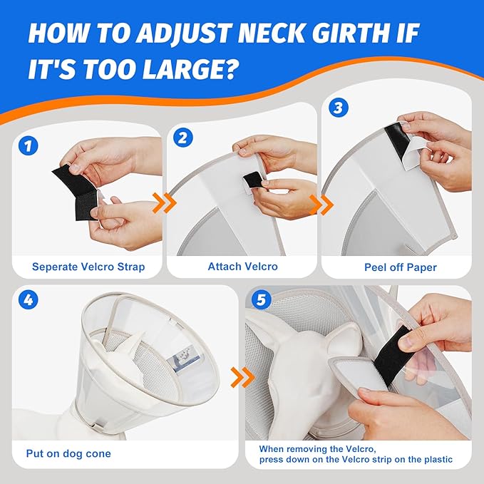 Dog Cone Collar with Soft Pad, Transparent Elizabeth Recovery Collar for Large, Medium, Small Dogs to Stop Licking, Pet Head Cone Alternative After Surgery, Neutering, Injury (S)